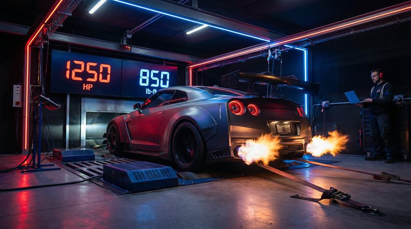 天美短视频：GT-R马力测试